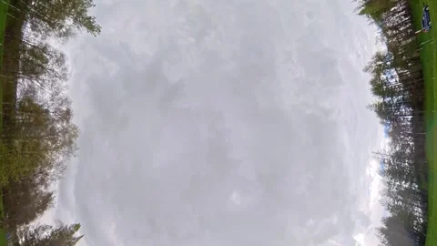 Straight UP View to Sky and Clouds During Long UK Road Travel Stock Footage 334066440