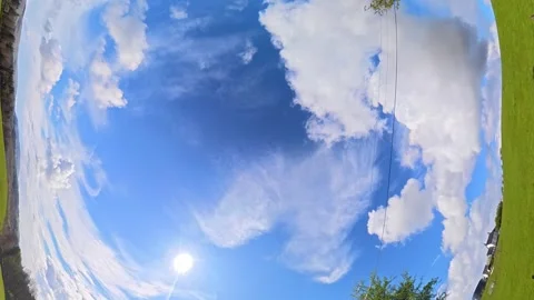 Straight UP View to Sky and Clouds During Long UK Road Travel Stock Footage 334066651