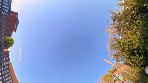 Straight UP View to Sky and Clouds During Long UK Road Travel Stock Footage 334086407