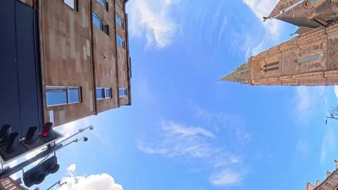 Straight UP View to Sky and Clouds During Long UK Road Travel Stock Footage 334086436