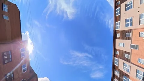 Straight UP View to Sky and Clouds During Long UK Road Travel Stock Footage 334086462