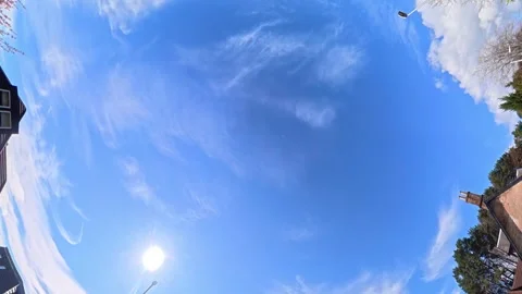 Straight UP View to Sky and Clouds During Long UK Road Travel Stock Footage 334086859
