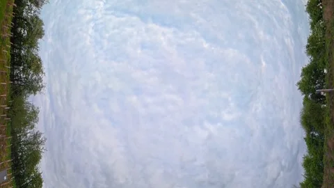 Straight UP View to Sky and Clouds During Long UK Road Travel Stock Footage 334086927
