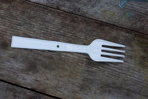 Straight white plastic fork Stock Photos