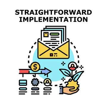 Straightforward implementation process increasing business growth and success Illustrazione stock