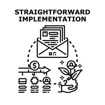 Straightforward implementation process increasing business growth and success Stock Illustration