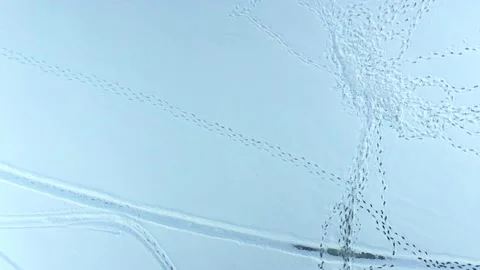 Straigth down aerial shot with a drone with a rotation over the tracks left i Stock-Footage 164344430