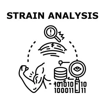 Strain analysis concept with digital data and muscle Stock Illustration