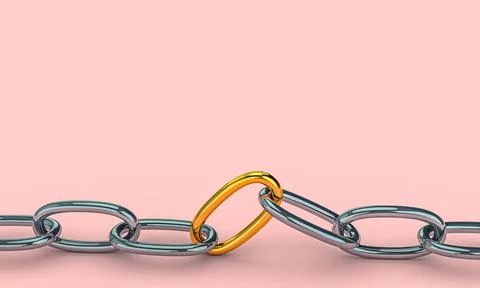 Strained chain from metal with blank background Stock Illustration