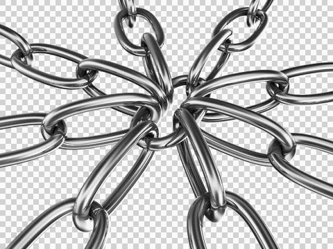 Strained chains from metal. Security and power concept. Isolated on transpa.. Stock Illustration