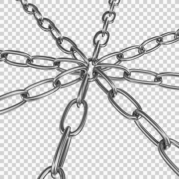 Strained chains from metal. Security and power concept. Isolated on transpa.. Stock Illustration