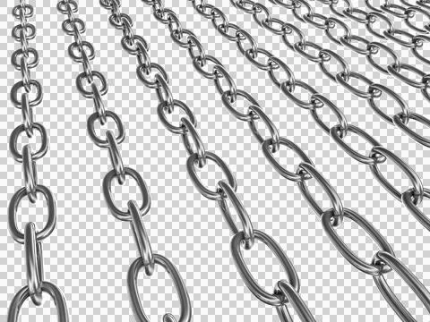 Strained chains from metal. Security and power concept. Isolated on transpa.. Stock Illustration