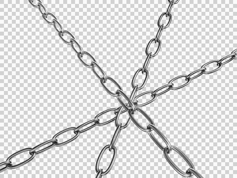 Strained chains from silver metal. Security and power concepts. Isolated on.. Stock Illustration