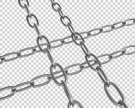 Strained chains from silver metal. Security and power concepts. Isolated on.. Stock Illustration