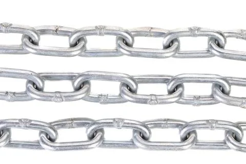  Strained parallel chains. Strained parallel chains. Isolated on a white b... Stockfoto's