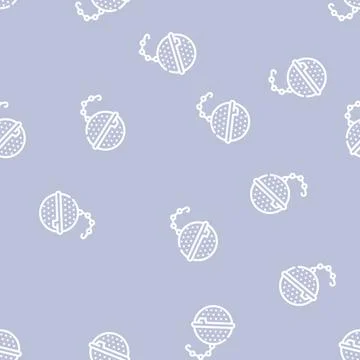 Strainer on chain tea line vector seamless pattern Stock Illustration