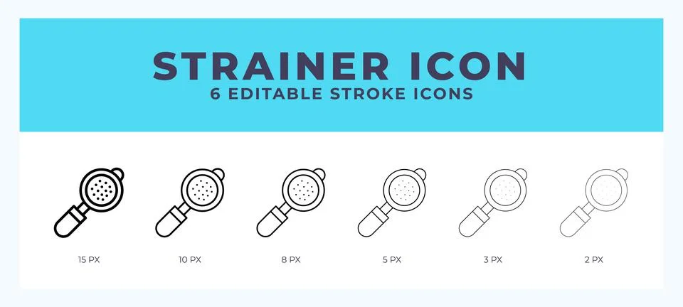 Strainer icon with different stroke. Editable stroke. Vector illustration. Stock Illustration
