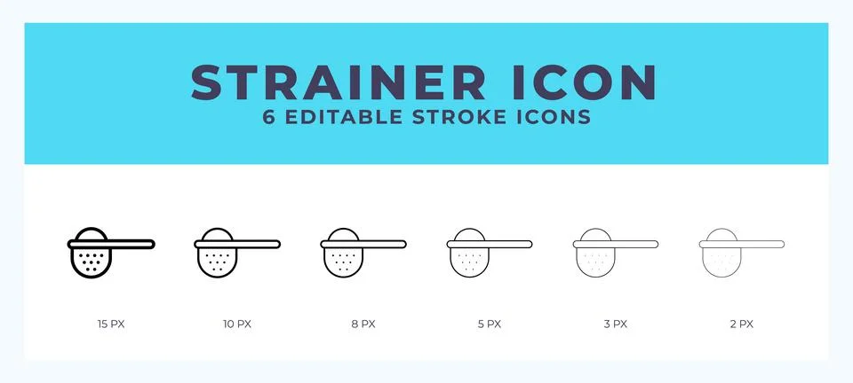 Strainer icon set with different stroke. Vector illustration with editable .. Ilustração Stock