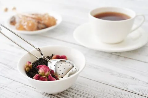 Strainer in the shape of heart Stock Photos