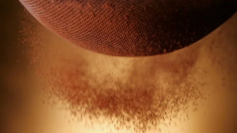 Strainer sprinkle cocoa on golden background - macro close up Stock Footage 102298842