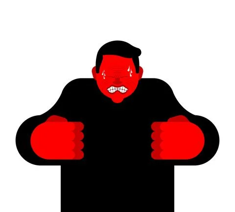 Straining face emotion. Tense face guy. Grimacing man. Stock Illustration