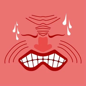 Straining face emotion. Tense face guy. Grimacing man. Stock Illustration