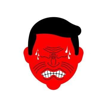 Straining face emotion. Tense face guy. Grimacing man. Stock Illustration