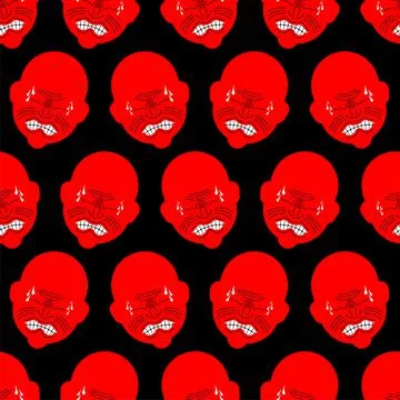Straining face pattern seamless. Tense face guy background. Grimacing man tex Stock Illustration