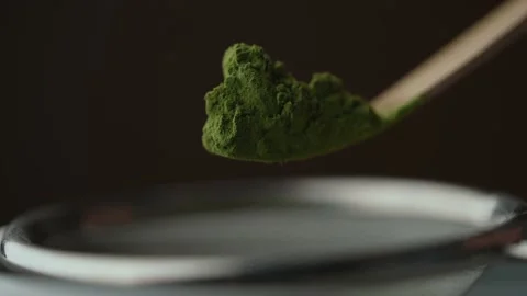 Straining matcha powder with strainer	 Stock Footage 158320859