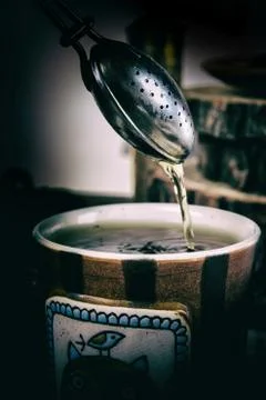 Straining tea Stock Photos