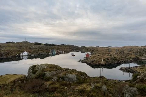 The strait between Rovar and Urd, two islands in The Rovaer archipelago in Stock Photos