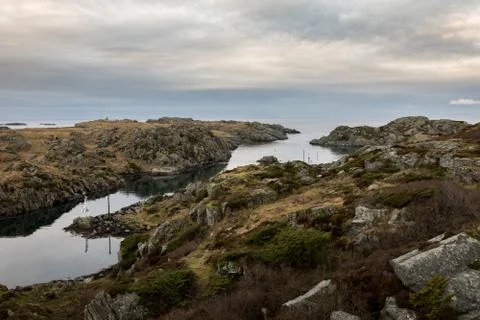 The strait between Rovar and Urd, two islands in The Rovaer archipelago in Stock Photos