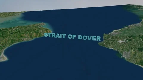 Strait of Dover 4K 3D Terrain Map with Realistic Satellite Topography Horizontal Stock Footage 336978041