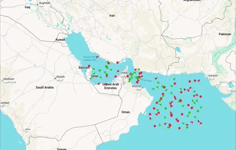 Strait of Hormuz on Geographic World Map. Chokepoint Trade Shipping Network 库存影片 330349925