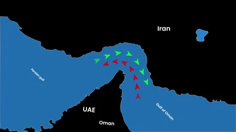 Strait of Hormuz on Geographic World Map shipping network animation Stock-Footage 333094019