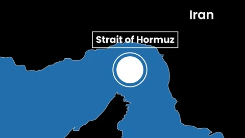 Strait Of Hormuz Geographic World Map Animation isolated on black background Stock Footage 334767855