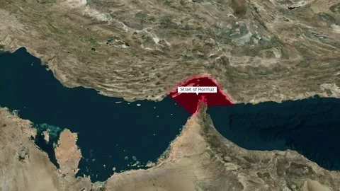 Strait Of Hormuz Highlighted Satellite Map Animation Stock Footage 331656224