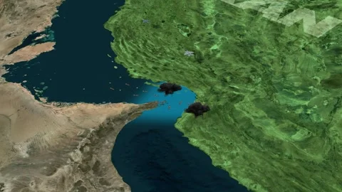 Strait of Hormuz Map Animation connecting the Persian Gulf Stock Footage 344374862