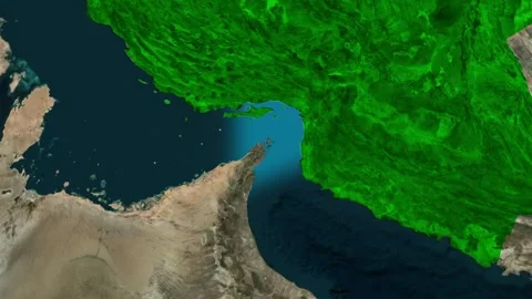 Strait of Hormuz Map Animation, Waterway Between Iran and Oman Stock Footage 344374670