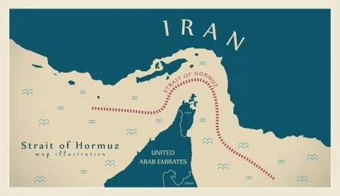 Strait of Hormuz map illustration Stock Illustration
