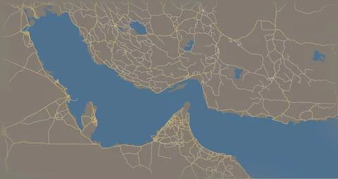 Strait of Hormuz map illustration Illustrazione stock