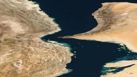 Strait of Hormuz map, Middle East on a satellite image Ilustração Stock