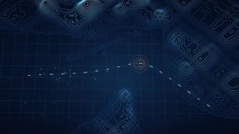 Strait of Hormuz Maritime Navigation Visualization Oceanic Topography Map Stock Footage 341915251