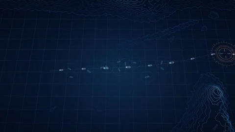 Strait of Hormuz Navigation Map Animation Maritime Traffic Simulation Digital Stock Footage 341914984