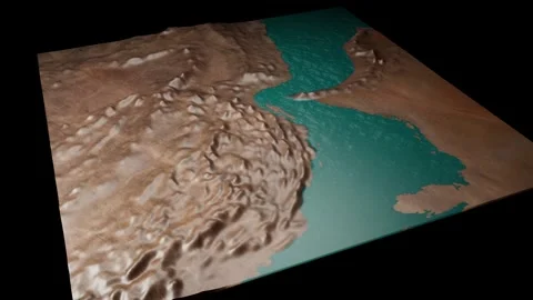 The Strait of Hormuz relief map 3D render 360 degrees loop animation Stock Footage 331955829