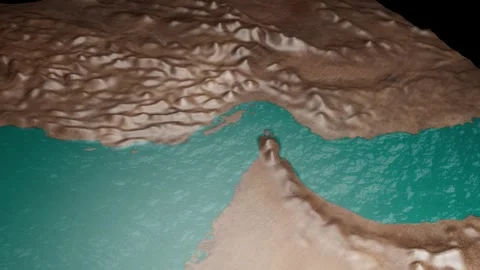 The Strait of Hormuz relief map 3D render Stock Footage 331984181