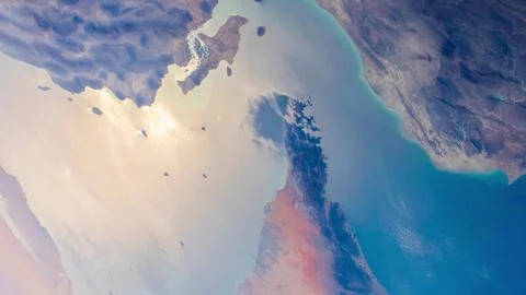 Strait of Hormuz Satellite view. Elements of this video furnished by NASA Stock Footage 333206933