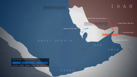 Strait of Hormuz Strategic Corridor Map - 4K Stock Footage 331975411