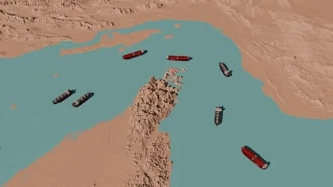 Strait of Hormuz tanker traffic back and forth- 3D animation loop Vídeos de archivo 331420144