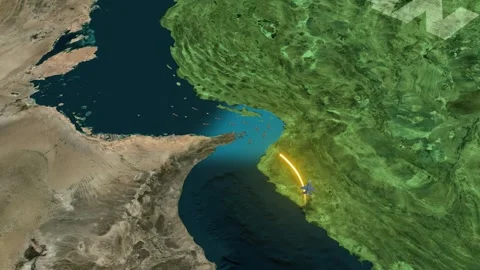 Strait of Hormuz on the world map. bab al mandab, Yemen Stock Footage 344374858